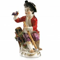 Aktion ✨ Meissen Gärtnerkind M. Stab U. Trauben 12,5 Cm 🧨